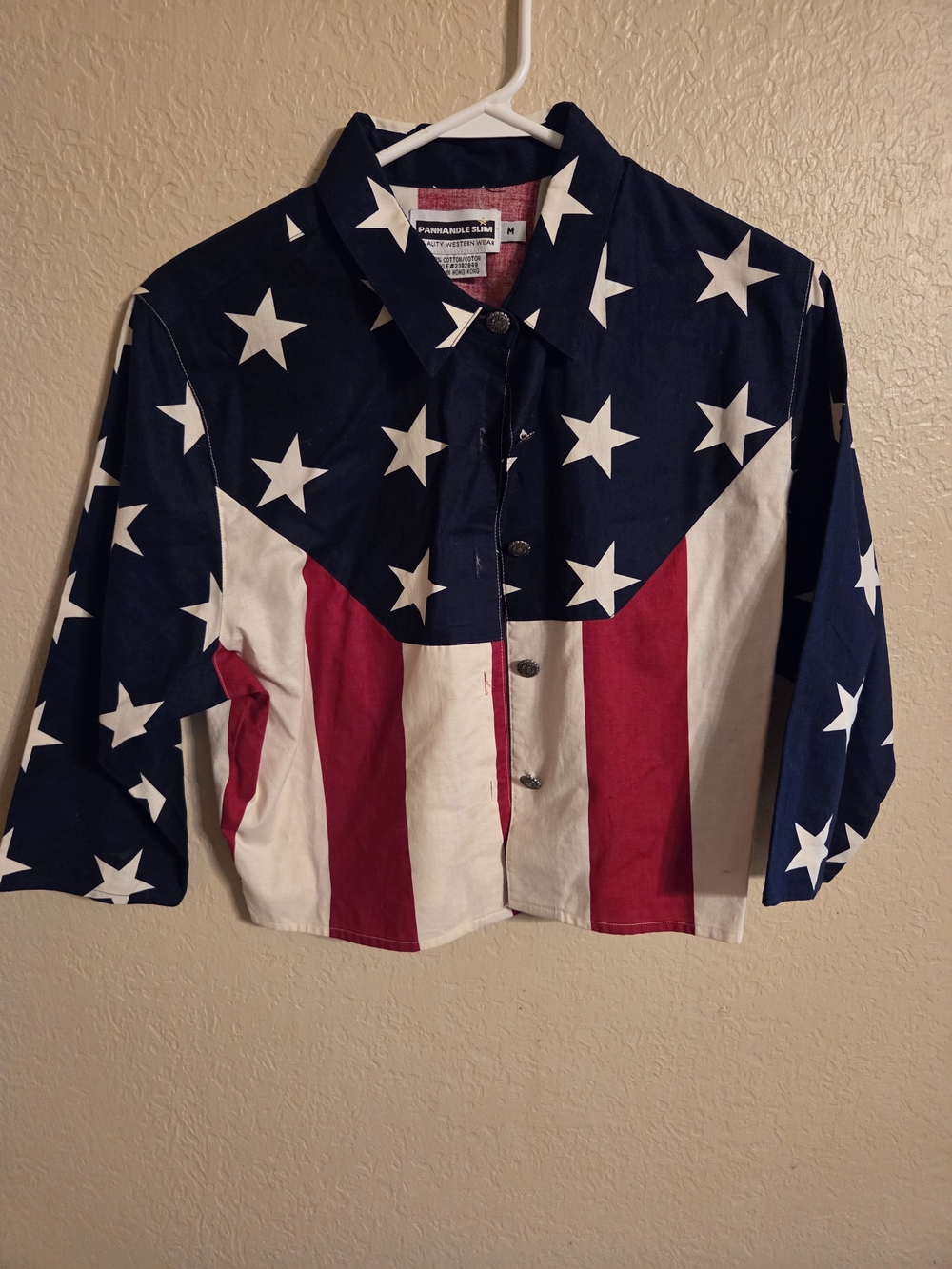 Panhandle Slim Patriotic Stars & Stripes Button-Up Shirt - Red, White & Blue M